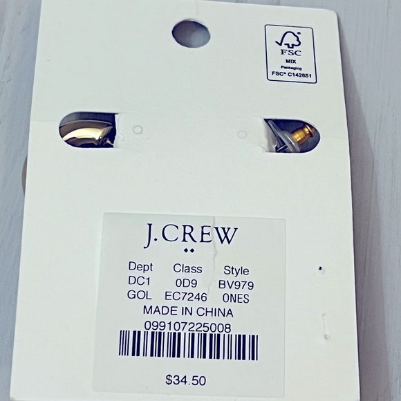 J Crew Factory Chunky Hoop Gold Tone Earrings NWT Hypoallergenic Ear Posts - Picture 6 of 6